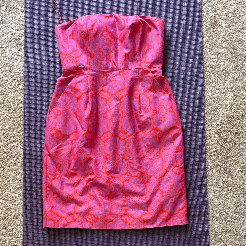 J. Crew Strapless Dress in Red and Purple - size 2